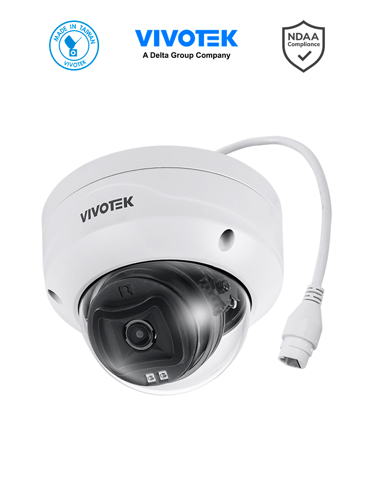 VIVOTEK FD833-HV(1Y90D) - Camara IP Domo Vortex Premium Series, 5 Megapixeles, Smart IR 30mts , WDR Pro, Lente Fijo 2.8 mm , Advance AI, Deep Search, Protección IP66, IK10, NDAA, Almacenamiento interno para 90 dias