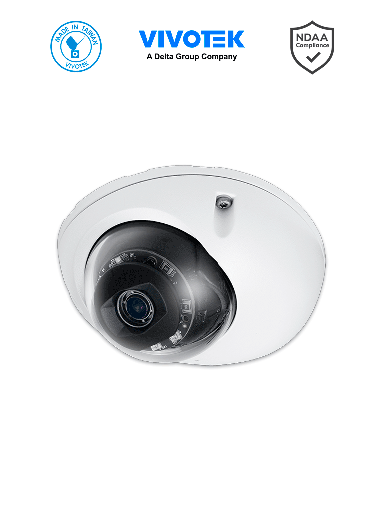 VIVOTEK MD9560-H-V2 (2.8 mm) - Camara IP domo Exterior 2 Megapixeles, Lente fijo 2.8mm, Iluminadores IR 20 Mts, Microfono integrado, 1 x puerto PoE M12, 1xDI/1xDO, IP67, IK10, NEMA4x, ONVIF, Certificacion de Transporte