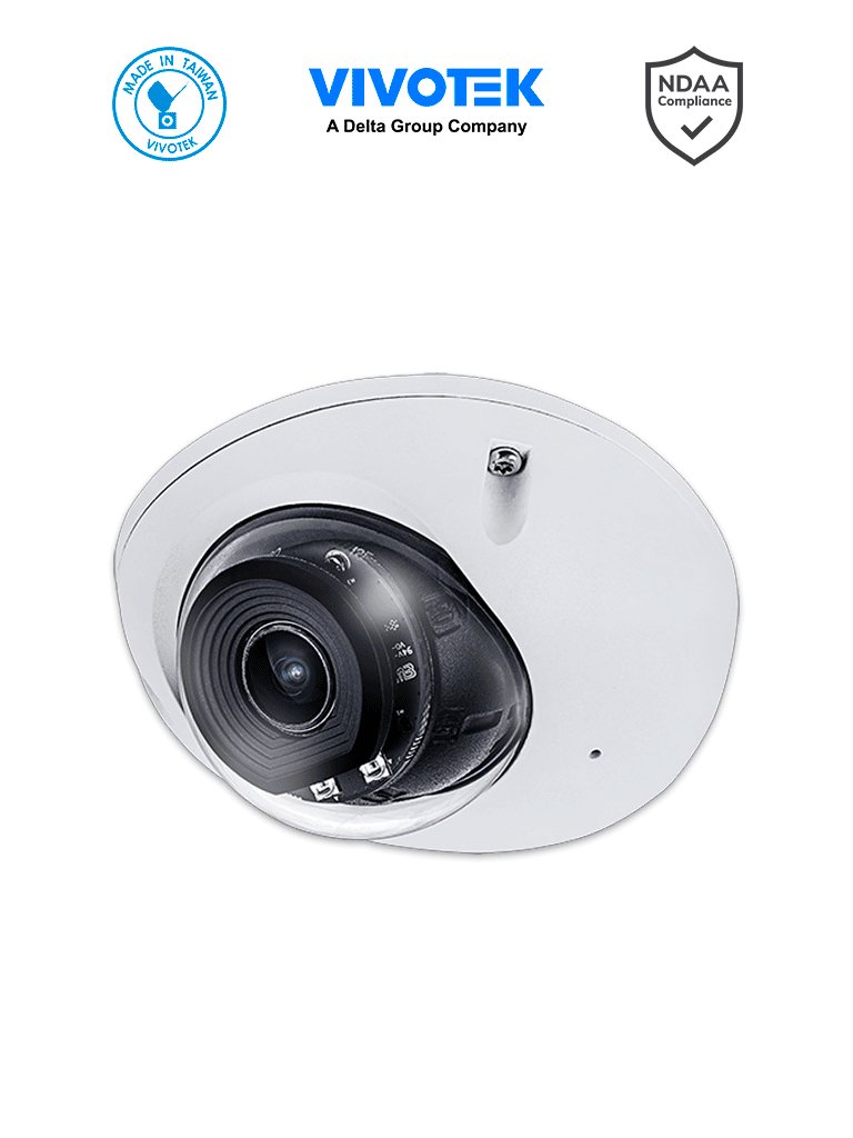 VIVOTEK MD9582-H (DMS) - Camara IP domo exterior 5 Megapixeles, lente fijo 2.8mm, Iluminadores IR 2 Mts, Microfono integrado, Analitica de Deteccion de Comportamiento de Conductor, IP67, IK10, NEMA4X