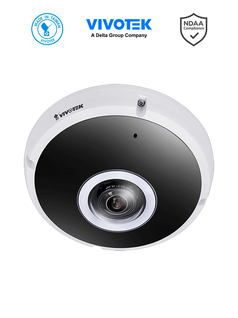 [FE9391-EV-V2-M12] VIVOTEK FE9391-EV-V2-M12 - Camara IP panoramica fisheye 360º para exterior, 12 Megapixeles, Conector PoE M12, Iluminadores IR 5 Mts, Microfono Integrado, IA Deep Learning VCA, IP67, IK10, NEMA4x, EN50155