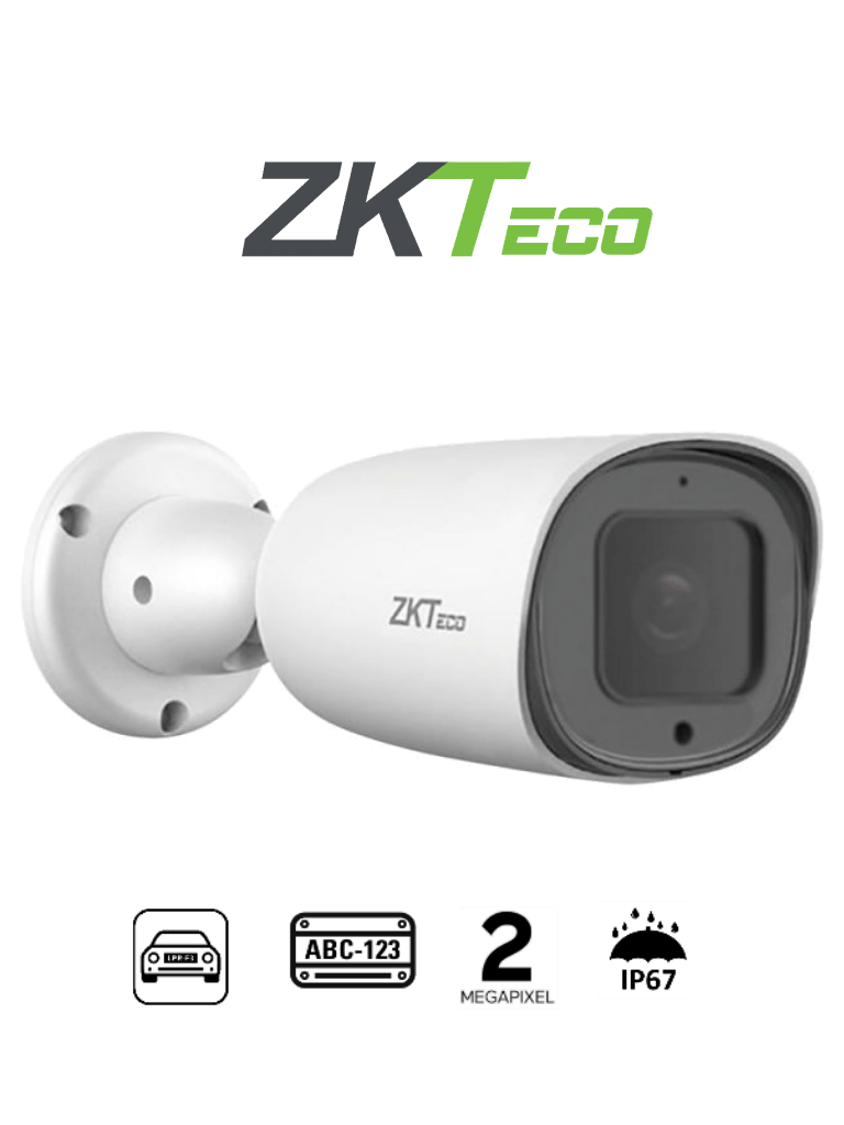 ZKTECO BL852Q38ALP - Cámara IP Bullet para reconocimiento de placas / Software LPR integrado / Lente Motorizado / Resolución 2MP / POE / IP67 / Audio / Alarma / Ranura para tarjeta SD