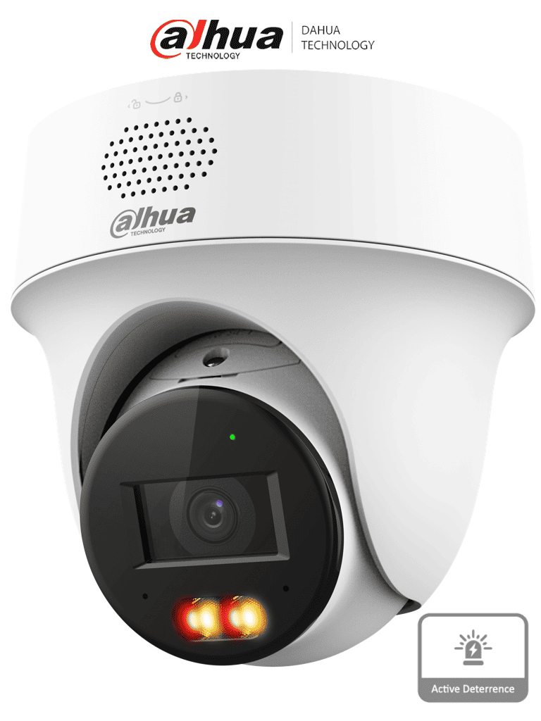 DAHUA IPC-PT1239H-PV-0280B - Cámara PT IP domo de 2 Megapixeles / Lente de 2.8 mm/ 30 Metros de Iluminación Dual Inteligente/ Audio dos vías/ Detección de humanos y vehículos/ Protección Perimetral/ Disuasión activa/ PoE/ IP66/#LoNuevo #CIP #PIP