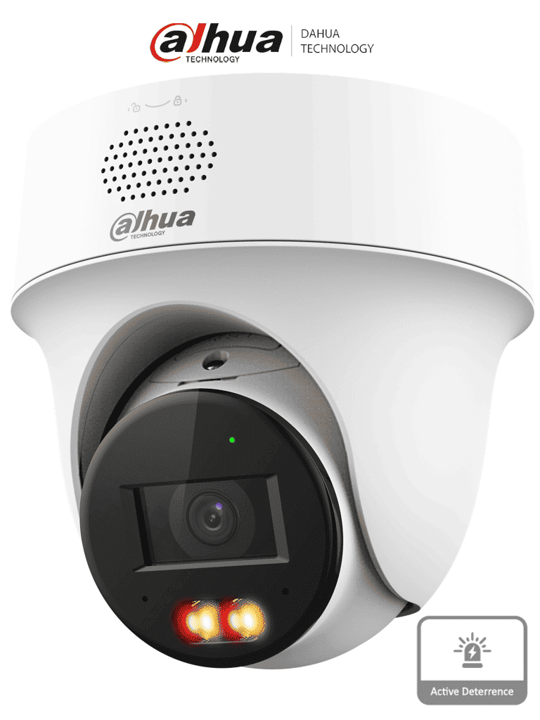 DAHUA IPC-PT1439H-PV-0280B - Cámara PT IP domo de 4 Megapixeles / Lente de 2.8 mm/ 30 Metros de Iluminación Dual Inteligente/ Audio dos vías/ Detección de humanos y vehículos/ Protección Perimetral/ Disuasión activa/ PoE/ IP66/#LoNuevo #CIP #PIP