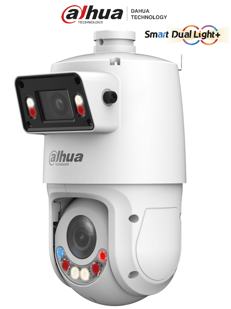 DAHUA SDT4E425-4F-GB-A-PV1 - Cámara IP PTZ TiOC Multivisión de 4 Megapixeles/ 2 Lentes de 4MP/ WizSense/ 25X Zoom/ IR de 100 mts/ Autotracking 3.0/ Iluminación Dual/ PoE+/ Disuasión activa/ SMD 4.0/ Quick Pick/ IP66/ E&S de Alarma y Audio/