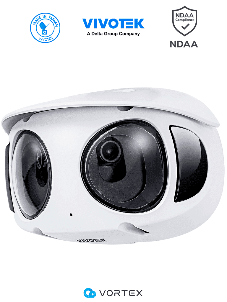 VIVOTEK MS930-EHV(1YL) - Cámara IP VORTEX Premium Series panorámica 180º exterior, 8 MP (4K), luz IR 20 m, WDR Pro, visión SNV, Smart Motion, micrófono integrado, VCA, IP66, IK10, almacenamiento interno 512GB, NDAA. #LEÓN