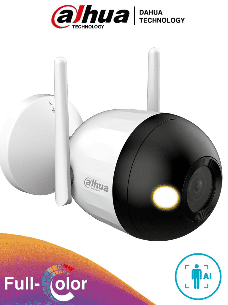 DAHUA F4CN-LED - Cámara IP Bullet Wifi de 4 Megapíxeles/ Full Color/ Microfono Integrado/ 30 Mts de Luz Visible/ Ranura para MicroSD/ IA con Detección de Humanos/ IP67/ #WifiDahua#DHWifi #MCI2 #IPMC