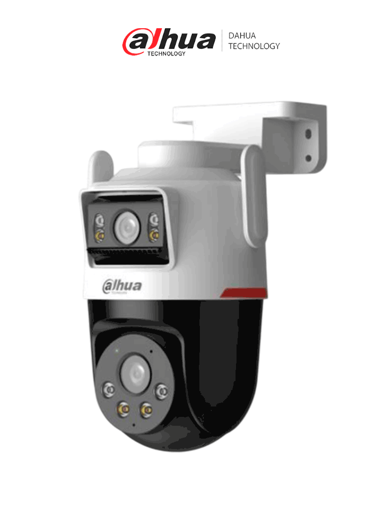 Dahua DH-IPC-PTS2349B3-SW-E2-PV-Cámara IP PT Wifi Dual de 6MP,2 Lentes de 3MP, WizColor/ Detección inteligente de doble canal/Luz cálida de 40m, Microfono yAltavoz Integrados/IA/Autotracking/Disuación activa/Ranura MicroSD/IP66#LoNuevo#WLAN #CAWD