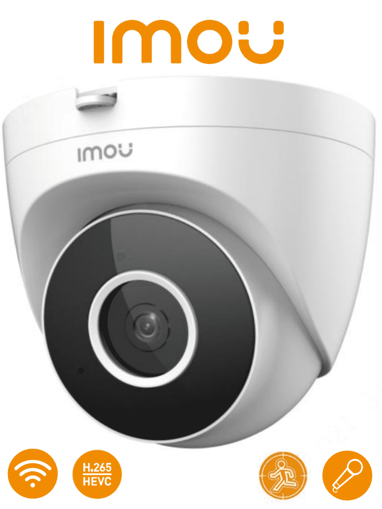 IMOU Turret SE (IPC-T22EN) - Camara IP Domo Wifi de 2 Megapixeles con lente de 2.8 mm y un ángulo de 92°. Incluye detección de humanos, notificaciones en tiempo real, micrófono, IR de 30m, ranura MicroSD y es ideal para interiores. #MCI2 #IMMC
