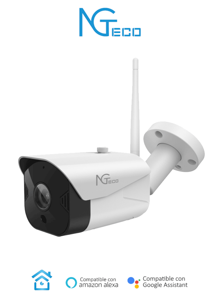 NGTECO NGC401 - Cámara Bullet WiFi / 1080P / Distancia IR 15 metros / Almacenamiento local y en la nube / Control Remoto / Audio Bi-direccional / Funciona con Alexa #BuenFinNG