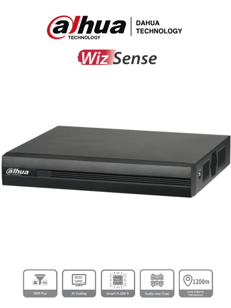 DAHUA XVR1B16H-I - DVR de 16 Canales de 5 Megapixeles Lite/ WizSense/ Cooper-I/ H.265+/ 16 Canales Analogos + 8 IP/ Hasta 24 Canales IP/ SMD Plus/ / 1 Sata de Hasta 16 TB/ Soporta CVI/AHD/TVI/ CVBS e IP/ Funciones POS/ #VolDH #SerieLaudio #TopDahua