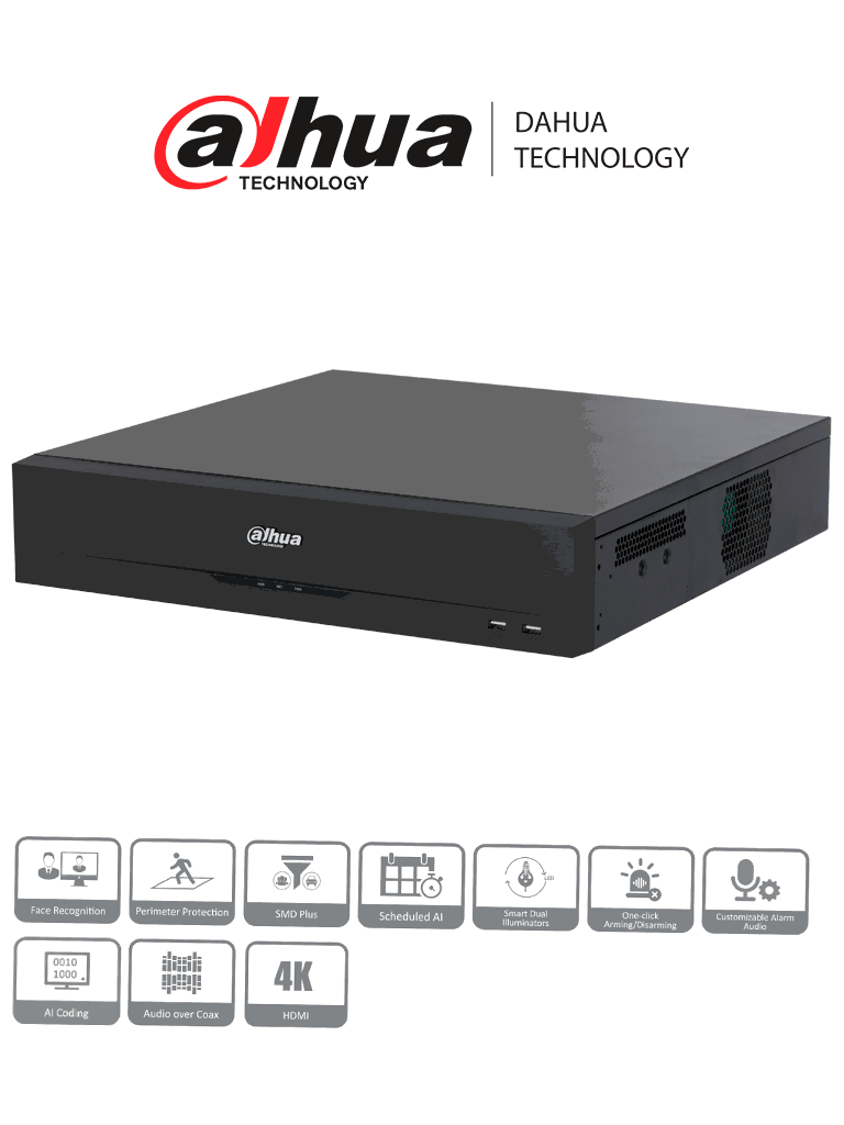 [DH-XVR5816S-I3] DAHUA XVR5816S-I3 - DVR de 16 Canales 5 Megapixeles Lite/ WizSense/ H.265+/ 16 Canales + 8 IP/ Hasta 24 Canales IP/ 2 Canales de Reconocimiento Facial/ 8 Bahías de discos duros/ SMD Plus/ Protección Perimetral/ Funciones IoT&POS