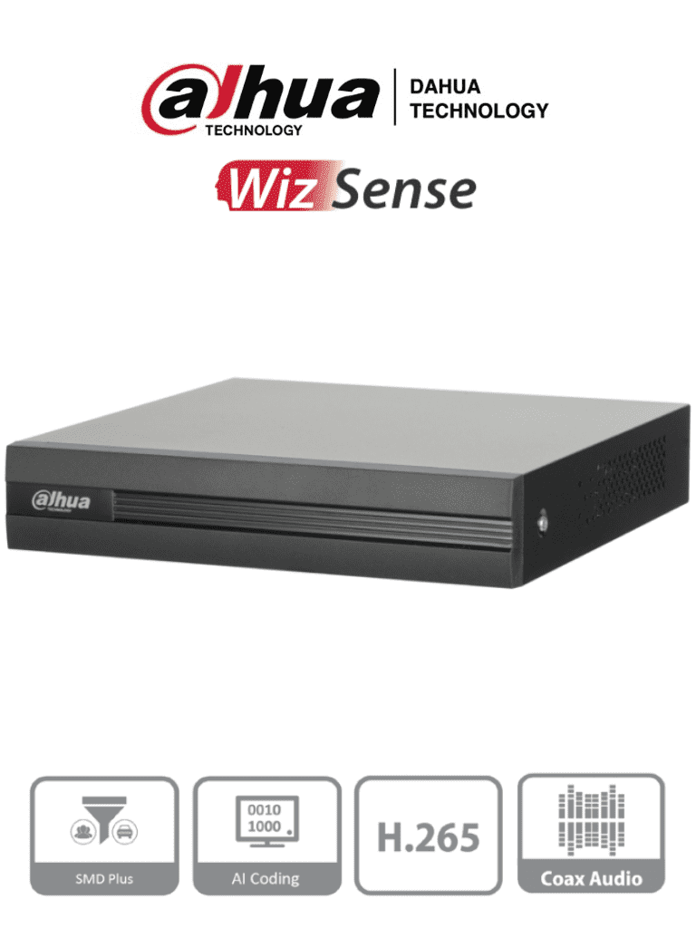 [DH-XVR1B08H-I] DAHUA XVR1B08H-I - DVR de 8 canales 5MP Lite con WizSense y H.265+. Soporta 8 canales + 4 IP, o hasta 12 canales IP. Con SMD Plus y búsqueda inteligente de humanos y vehículos. 1 puerto SATA de hasta 16TB #5M#VolDH