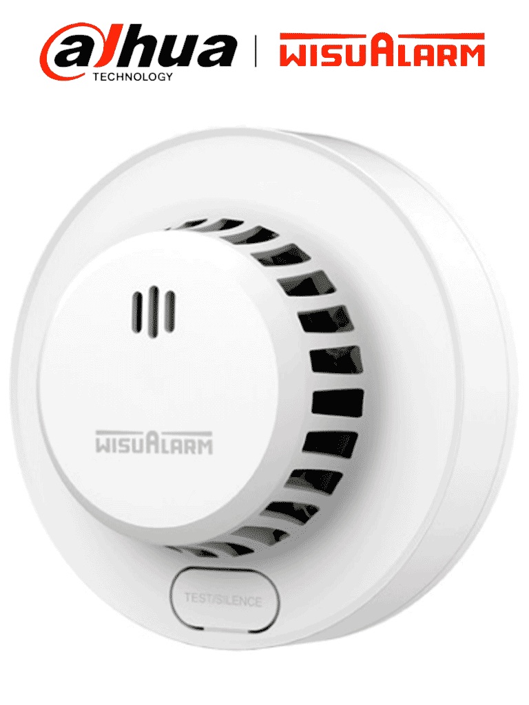 DAHUA WISUALARM DHI-HY-SA13A - Detector de humo Standalone (Autónomo), Sonido de alarma de 85dB, Cuenta con un botón de prueba y silencio, Batería reemplazable, Cobertura de 20-40 m², Alarma visual y sonora #BFW
