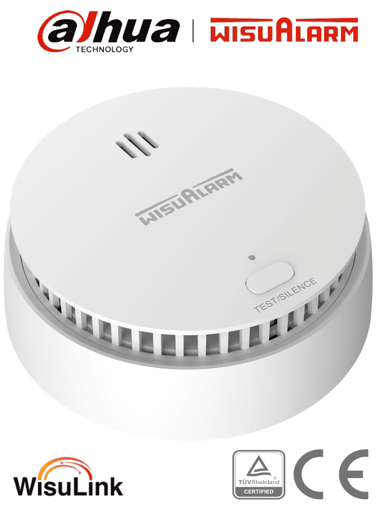 DAHUA WISUALARM DHI-HY-SA30A-R8-Detector de Humo Inalámbrico(Interconectable Hasta 24 Disp) Sensor Fotoeléctrico, Sonido de Alarma de 85dB, Alarma Visual y Audible,Batería Sellada de hasta 10años,Certificaciones TÜV and CE#LoNuevo#Wisualarm#MCI1 #WR #WO