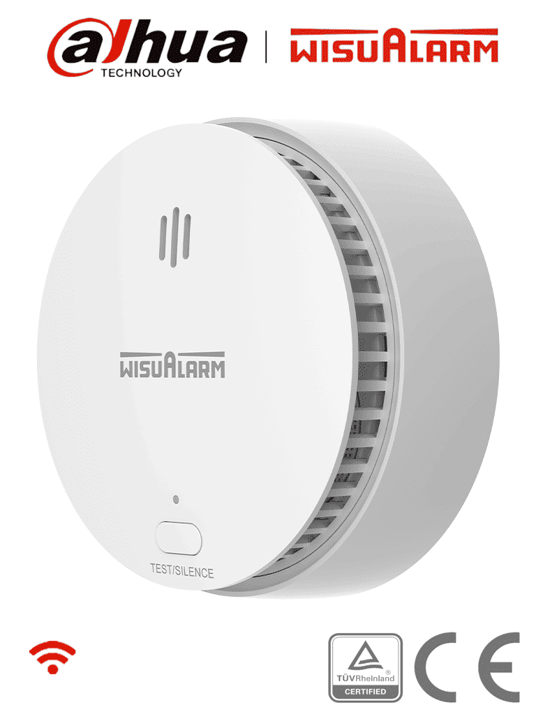 DAHUA WISUALARM HY-SA2FA - Detector Inteligente de Humo WiFi 2.4 Ghz, Sensor Fotoeléctrico, Sonido de Alarma de 85dB, Alarma Visual y Audible, Envía Notificaciones en Tiempo Real a APP, Certificaciones TÜV and CE, #LoNuevo #Wisualarm #MCI1 #WR