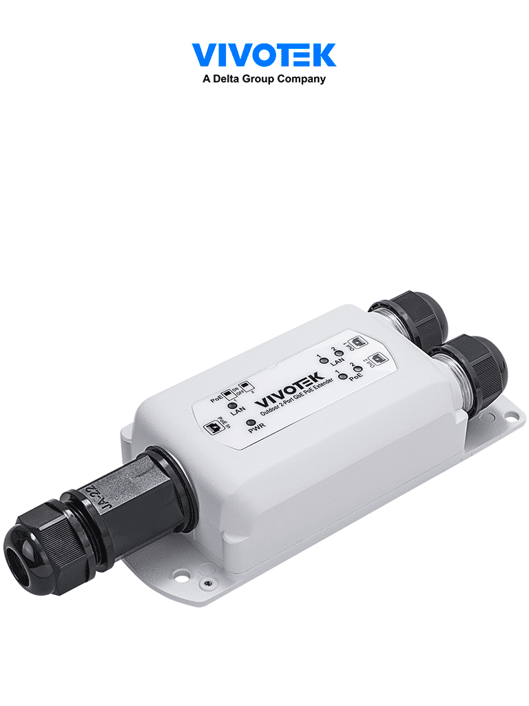 [AP-GXC-0250] VIVOTEK AP-GXC-0250 - Extensor PoE para Exterior, 2 Puertos Gigabit GE, Conexion en cascada hasta 300 Mts, Salida PoE hasta 68W, IP67, IK10
