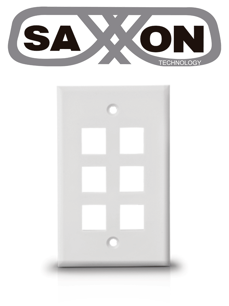 [A175-6A] SAXXON A1756A - Placa de pared / Vertical / 6 Puertos tipo keystone / Color blanco #buenfinsaxxon