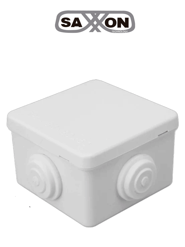 SAXXON SXWD008 - Caja de conexiones con 4 entradas / PVC libre de halógenos / Compatible con cámaras Bullet / Domo / Dimensiones 80 x 80 x 50 mm (Ancho x Alto x Fondo) / IP55