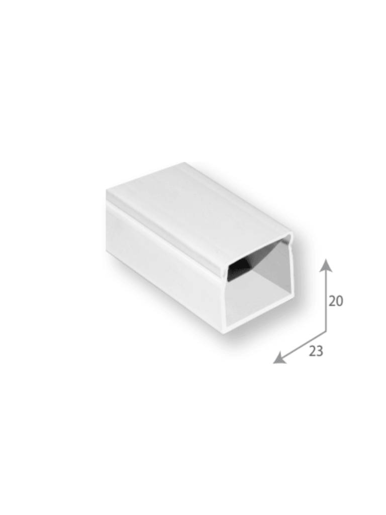 [SBE-2023] SBE TECH SBE-2023 Canaleta plástica / PVC / Una vía / Alto 2 cm, Ancho 2.3 cm, Largo 2 metros