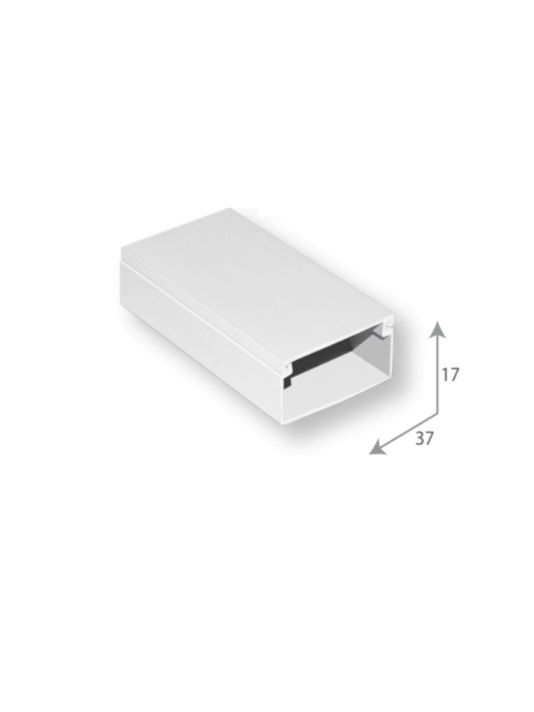 [SEB-1737] SBE TECH SEB-1737 - Canaleta plástica / PVC / Una vía / Alto 1.7 cm, Ancho 3.7 cm, Largo 2 metros