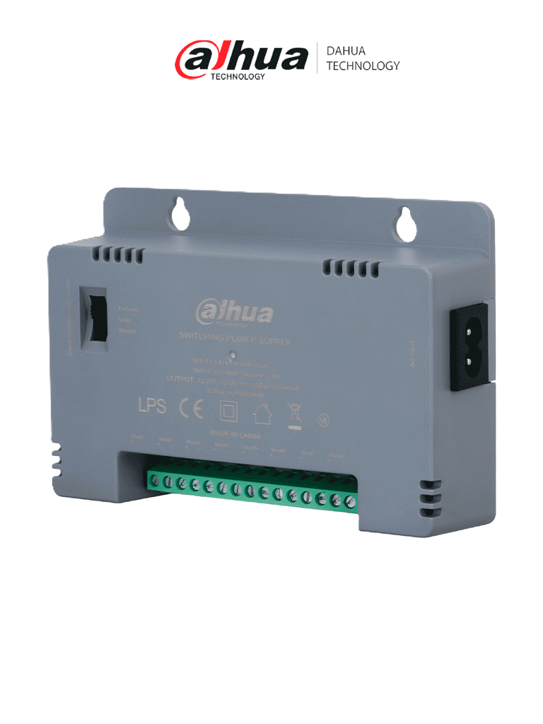 [DH-PFM344D-8CH-US] DAHUA DH-PFM344D-8CH-US - Fuente de Poder con Distribuidor para 8 Canales/12 vcd 4 Amperes/ Voltaje de Salida Ajustable de 12, 13.5 y hasta 15 vdc/ Protección de Voltaje/ Protección contra fuego V-0/ Certificación FCC/ #LoNuevo