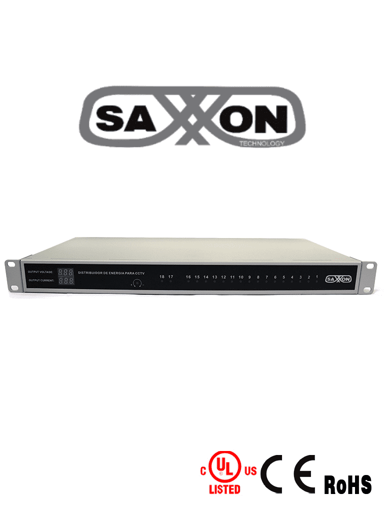[PSU1220-D18US] SAXXON PSU1220D18US - Fuente de Poder Profesional Regulada de 18 Canales/ Montaje en Rack/ Salida ajustable de 12 VDC a 13.8 VDC/ 20 Ampers/ Certificación UL/ Protección contra Descargas/ #FuenteSAXXON