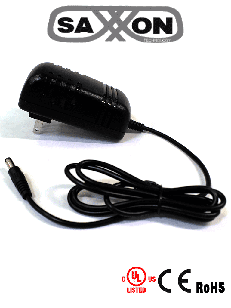 [PSU1202-E] SAXXON PSU1202E - Fuente de Poder Regulada de 12 Vcc 2 Amperes/ Con Cable de 1.2 Metros/ Conector Macho/ Especial para Camaras de CCTV/ Usos Multiples/