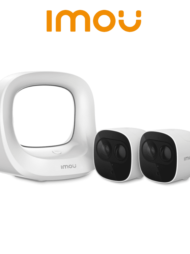 [Imou-Kit-WA1001-300/2-B26EN] IMOU CELLPROKIT2 – 2 Cámaras 100% Libres de Cables +Estación Base/ Batería Recargable/ 2 Megapíxeles/ Audio Dos Vías/ Detector PIR Integrado/ IR de 10 Metros/ Compatible con Alexa y Asistente de Google/ Almacenamiento en Estación Base/ Wifi/