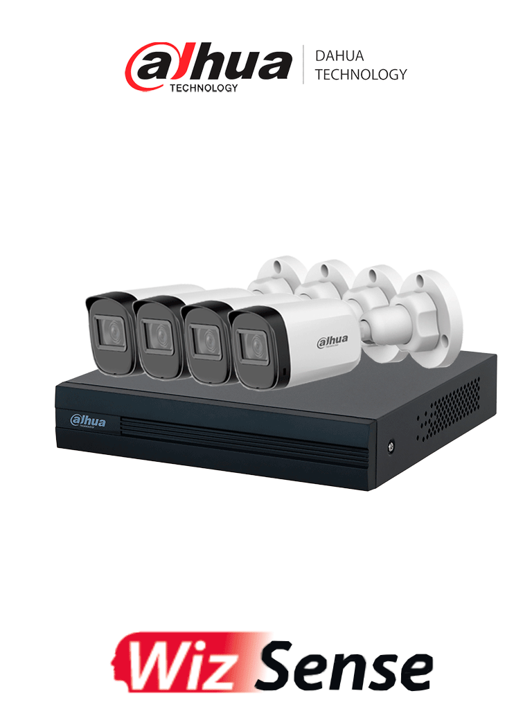 [DH-KIT/XVR1B08-I/4-B1A21N-U-0360B] DAHUA KIT/XVR1B08-I/4-B1A21N-U - Kit de Videovigilancia con DVR Cooper-I WizSense, IA, 8 canales +2 IP o Hasta 10 Canales IP y 4 cámaras B1A21-U de 2MP. Graba en H.265+ y permite búsqueda de humanos y vehículos con SMD Plus. #OIM