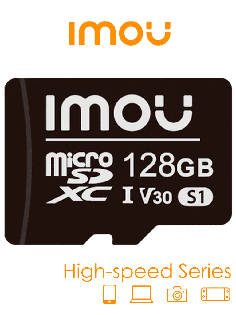 [ST2-128-S1] IMOU ST2-128-S1 - Memoria MicroSD de 128 Gb/ UHS-1, Clase 10, U3, V30/ 3D TLC NAND flash/ Velocidad de Lectura 95MB/s/ Ideal Para Cámaras de Seguridad.