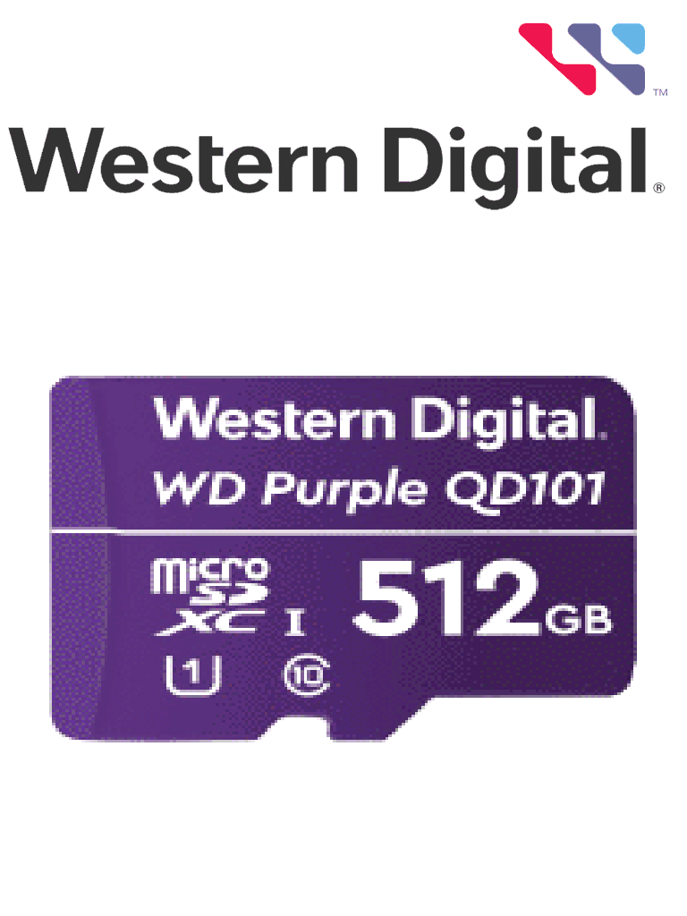 [WDD512G1P0C] WESTERN DIGITAL WDD512G1P0C - Micro SD 512 GB / Purple SCQD101 / Para videovigilancia / 24-7 / Alto rendimiento