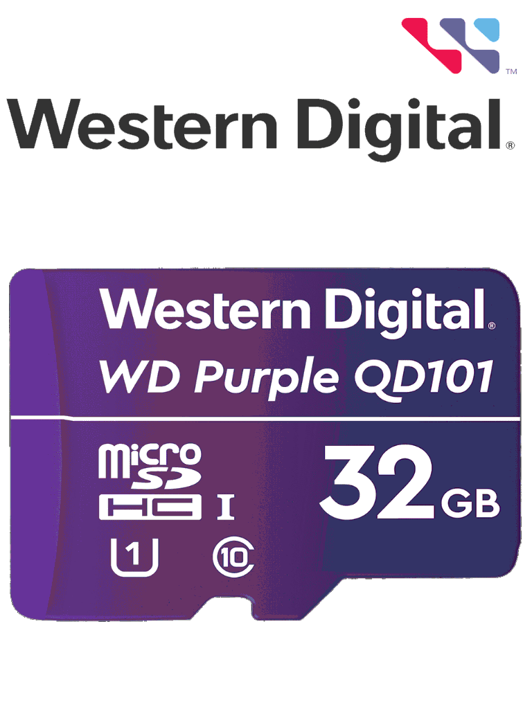WESTERN WDD032G1P0C- Memoria de 32GB Micro SDHC/ Linea Purple/ Clase 10 U1/ Lectura 50MB/ Escritura 40MB/ Especializada para Videovigilancia #CruiserSE+ #MICROSD