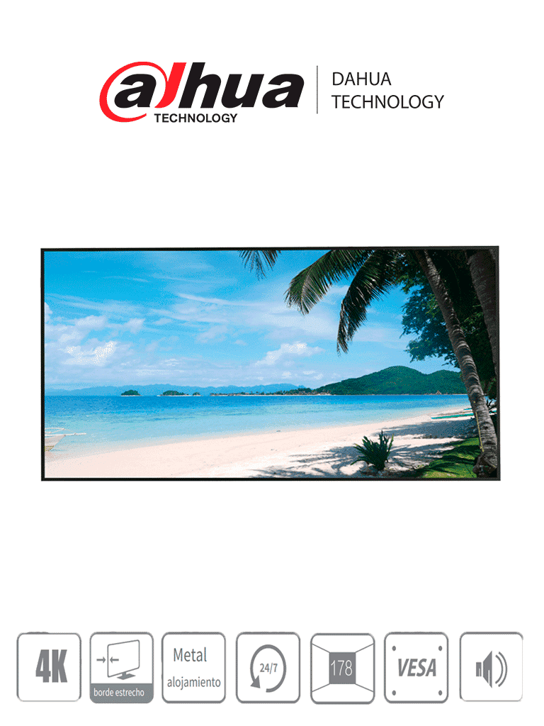 [DHI-LM55-S400] DAHUA LM55S400 - Pantalla 4K 55 pulgadas / Profesional para CCTV / Ultra HD / Panel nivel industrial / 24/7 / Brillo 450 NITS / 6MS / Carcasa de metal