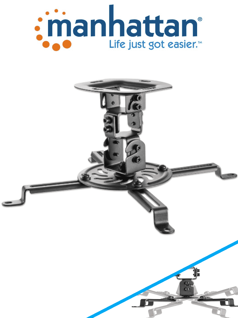[461184] MANHATTAN 461184 - Soporte de Techo para Proyector/ 13.5 Kg de Carga/ Movimiento Articulado/ Brazos Ajustables para Diferentes Tamaños de Proyector/