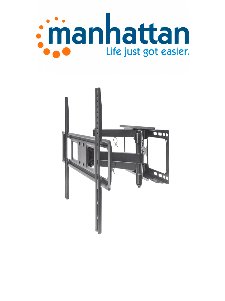 MANHATTAN 461351 Soporte Universal de Pared para TV, con Movimiento Completo, Básico / Soporta una TV de pantalla plana o curva de 37 a 70" de hasta 40 kg (88 lbs.); Opciones de ajuste de inclinación, giro y nivel; Negro #I&MBFIN
