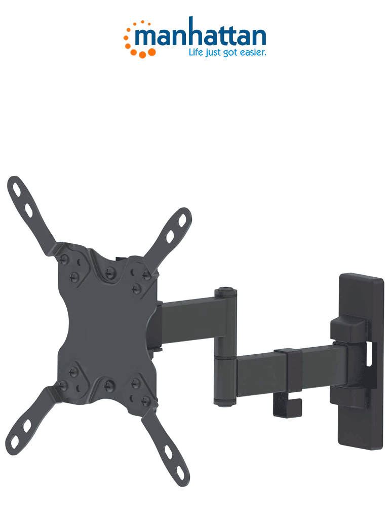MANHATTAN 461405 - Soporte para Pantallas de 13 a 42 Pulgadas/ 20 Kg de Carga/ Brazo Articulado Doble/ Distancia a la Pared de Hasta 27.3 cm/ Acero Solido/ Ajuste de Inclinación y Angulo/ VESA 75/ 100/ 200x100/ 200/ #I&MBFIN