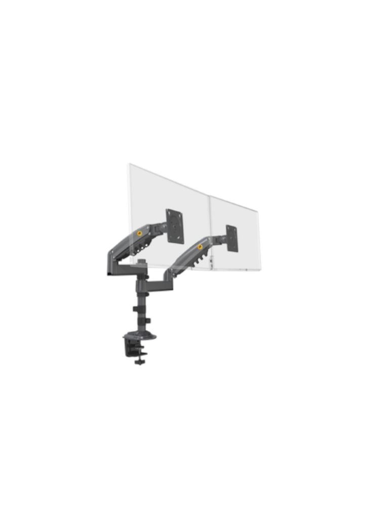 [H180] TCE H180 - Soporte de Escritorio Articulado para 2 monitores de 13 a 27" , Carga Máxima 9kg por brazo , VESA 75x75mm / 100x100mm , Ajuste de Inclinación y Rotación