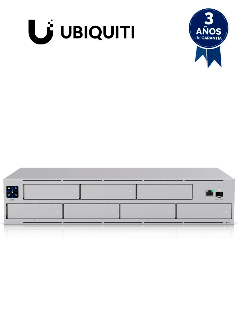 UNVR-PRO NVR PRO UniFi Protect, con bahía  para 7 discos duros, almacena hasta 20 cámaras 4k o 60 cámaras 1080p, pantalla táctil