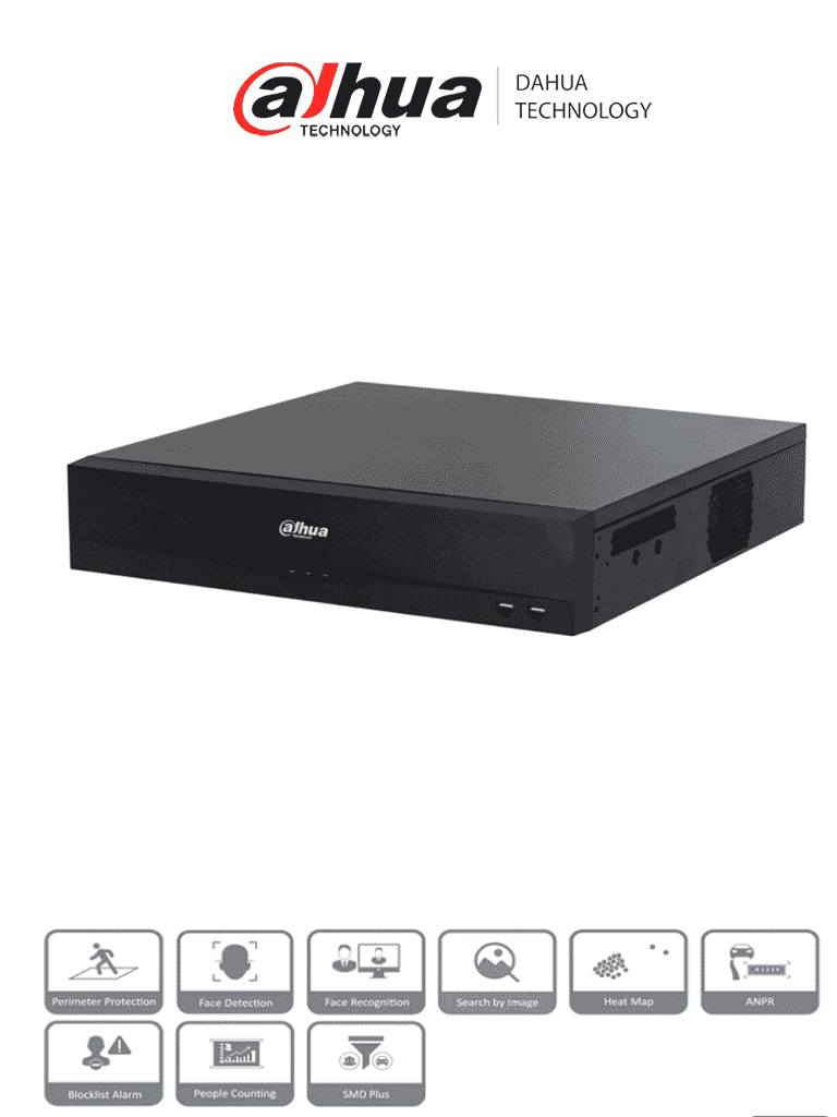 DAHUA DHI-NVR5816-EI NVR IP WizSense de 16 canales 2MP/ 2U 8HDD/ AcuPick/ H.265+/ 384 Mbps/ Admite Raid0/1/5/6/10/ Face Detection/ Face Recognition/ Protección Perimetral/ SMD plus/ Soporta IA por cámara