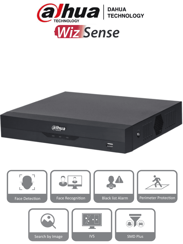 DAHUA NVR2116HS-I2 - NVR de 8 Megapixeles/ 4k/ 16 Canales IP/ WizSense/ Con IA/ Rendimiento de 144 Mbps/ Smart H.265+/ 1 Ch de Reconocimiento Facial o 1 Canal de Protección Perimetral o 4 Canales de SMD/ 1 Puerto SATA 10 TB/ HDMI&VGA/ Onvif/ #NVF