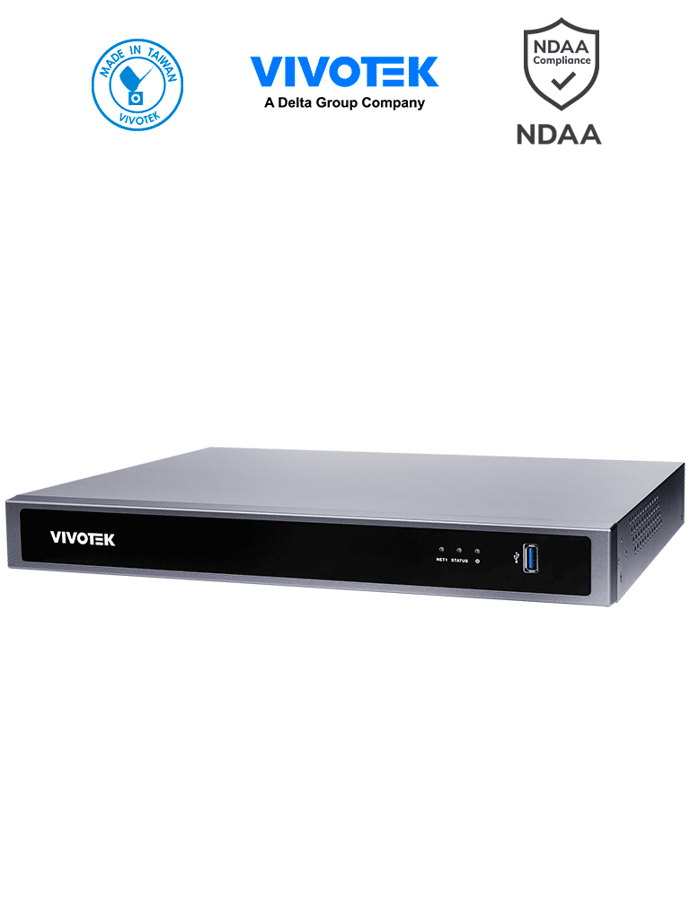 VIVOTEK ND9426P - NVR 16 canales con 2 bahías y 16 puertos PoE GE, además de HDMI 4K y VGA, ciberseguridad Trend Micro, Deep Search y Smart VCA Search, compatible con NDAA y ONVIF. #VTX