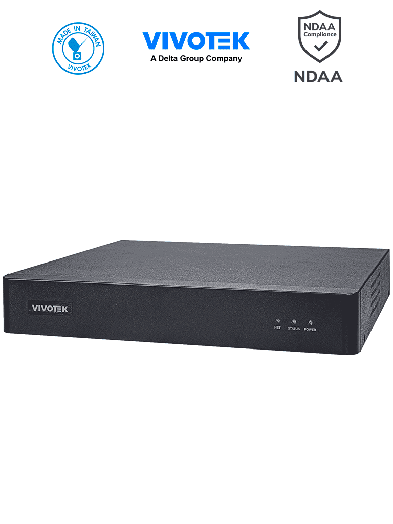 VIVOTEK ND9213P - NVR 4 canales con 1 bahía, 4 puertos PoE FE, 1 FE RJ45, HDMI 4K y VGA, ciberseguridad Trend Micro, control de aforo, Smart VCA Search, gestión PoE, VivoCloud y VAST 2, compatible con NDAA y ONVIF. #V1