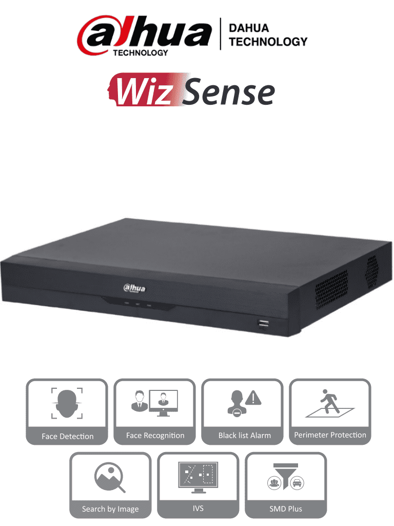 [DHI-NVR2208-8P-I2] DAHUA NVR2208-8P-I2 - NVR de 8 Megapixeles/ 8 Canales IP/ WizSense/ 8 Puertos PoE/ Smart H.265+/ 1 Ch de Reconocimiento Facial y FD/ Hasta 10 Bases de Datos de Rostros/ 2 Puertos SATA/ SMD Plus/ Max. Decodificación de 6x1080p FPS/ Onvif/