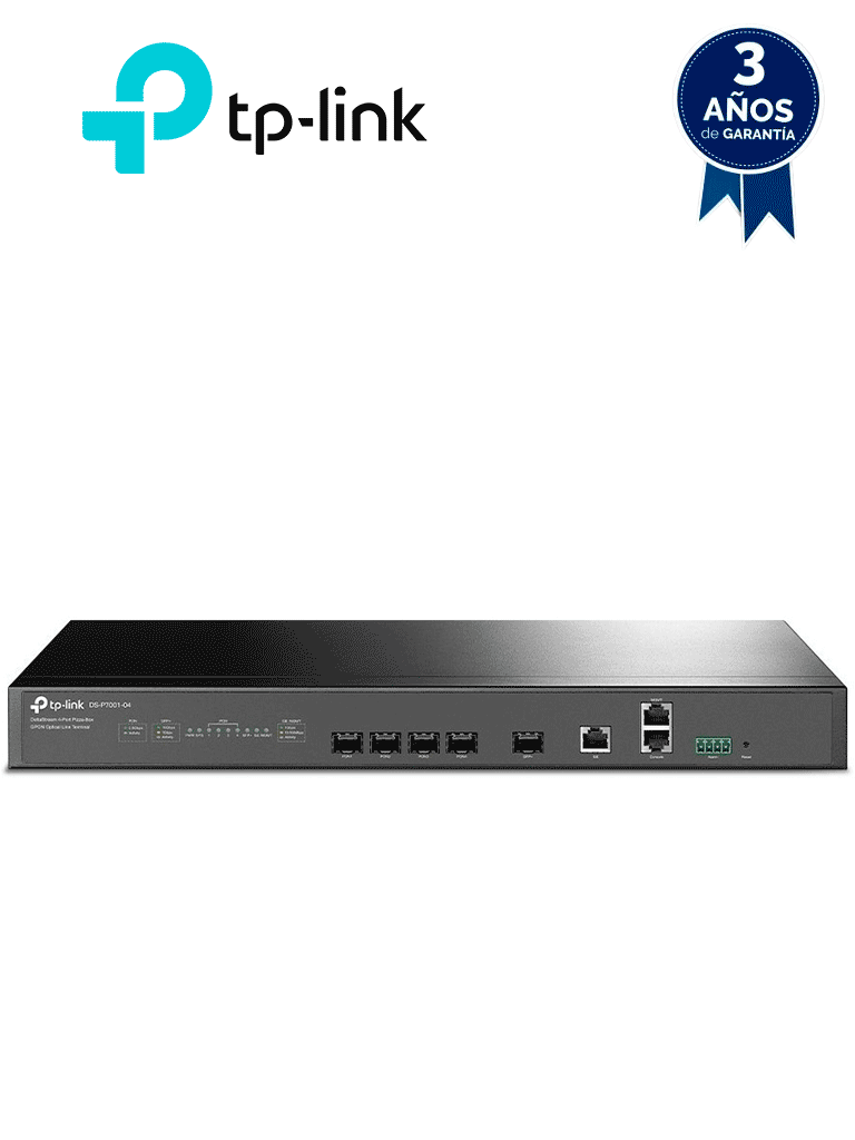TP-LINK DS-P7001-04 - Delta Stream - OLT con 4 puertos GPON, capacidad de conexión hasta 512 ONUs, 1 puerto Gigabit RJ45 Uplink, 1 puerto SFP+ Uplink y fuentes redundantes AC-DC incluidas. Administración desde la nube (DPMS).