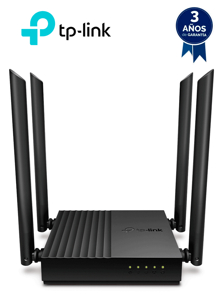 TP-LINK Archer C64 - Ruteador WiFi AC 1267Mbps con 1 puerto WAN y 4 puertos LAN RJ45 Gigabit Ethernet, MU-MIMO, 4 antenas fijas, en modos de enrutador y punto de acceso, con Beamforming.#DL79