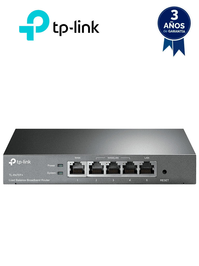 TP-LINK TL-R470T+ - Ruteador balanceador de cargas Multi WAN con 1 puerto WAN y 1 puerto LAN fijos RJ45 Fast Ethernet, más 3 puertos RJ45 intercambiables LAN & WAN Fast Ethernet. Ideal para oficinas pequeñas. #MCI2