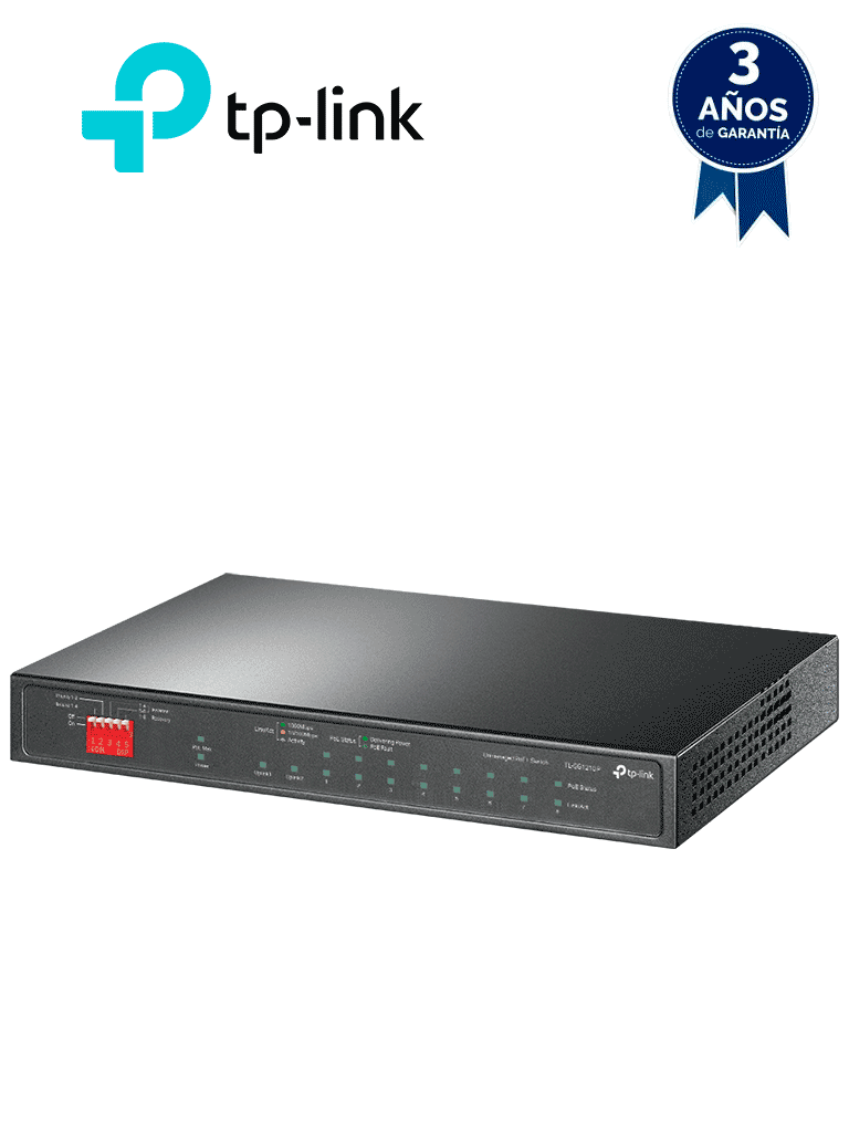 TP-LINK TL-SG1210P - Switch de escritorio PoE+ no administrable con 8 puertos 10/100/1000 Mbps, 1 puerto 10/100/1000 Mbps (Uplink), 1 puerto SFP y capacidad de suministro de 63W. #MARTPL1#TPLM1