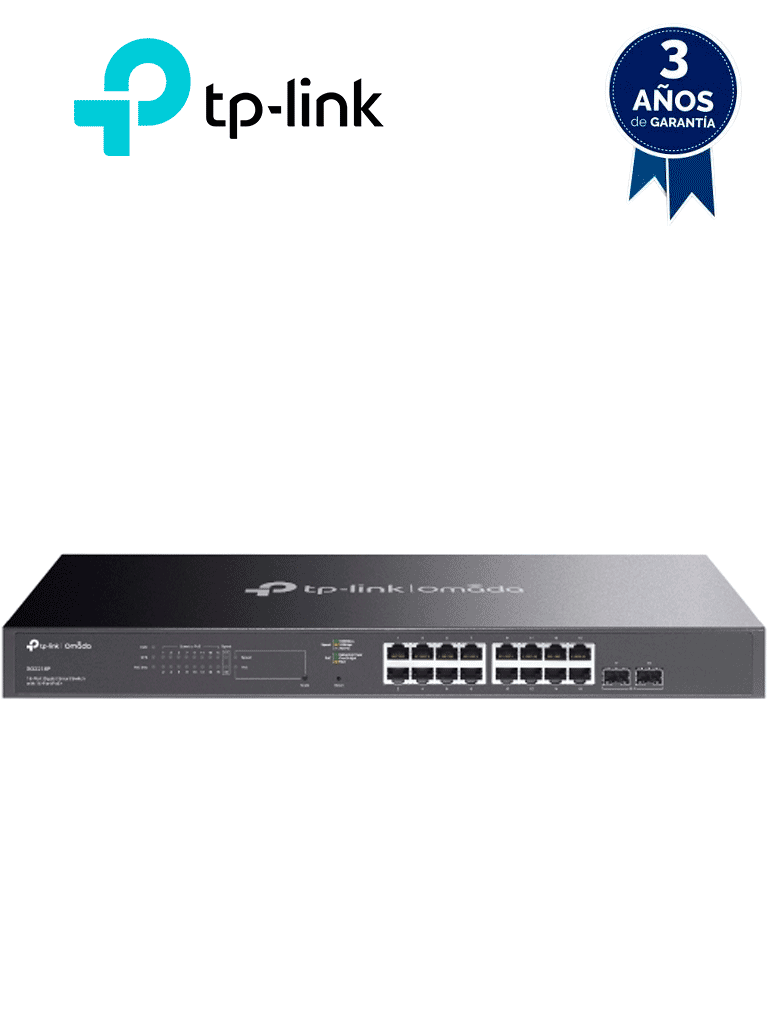 [TL-SG2218P] TP-LINK TL-SG2218P - Switch inteligente de 16 puertos POE+ Gigabit JetStram , 2 puertos SFP , POE 802.3at/af , 150W totales , Gestión centralizada con OMADA , soporta QoS L2/L3/L4 y snooping IGMP , IPV6 , ACL , DHCP Snooping, 802.1X.