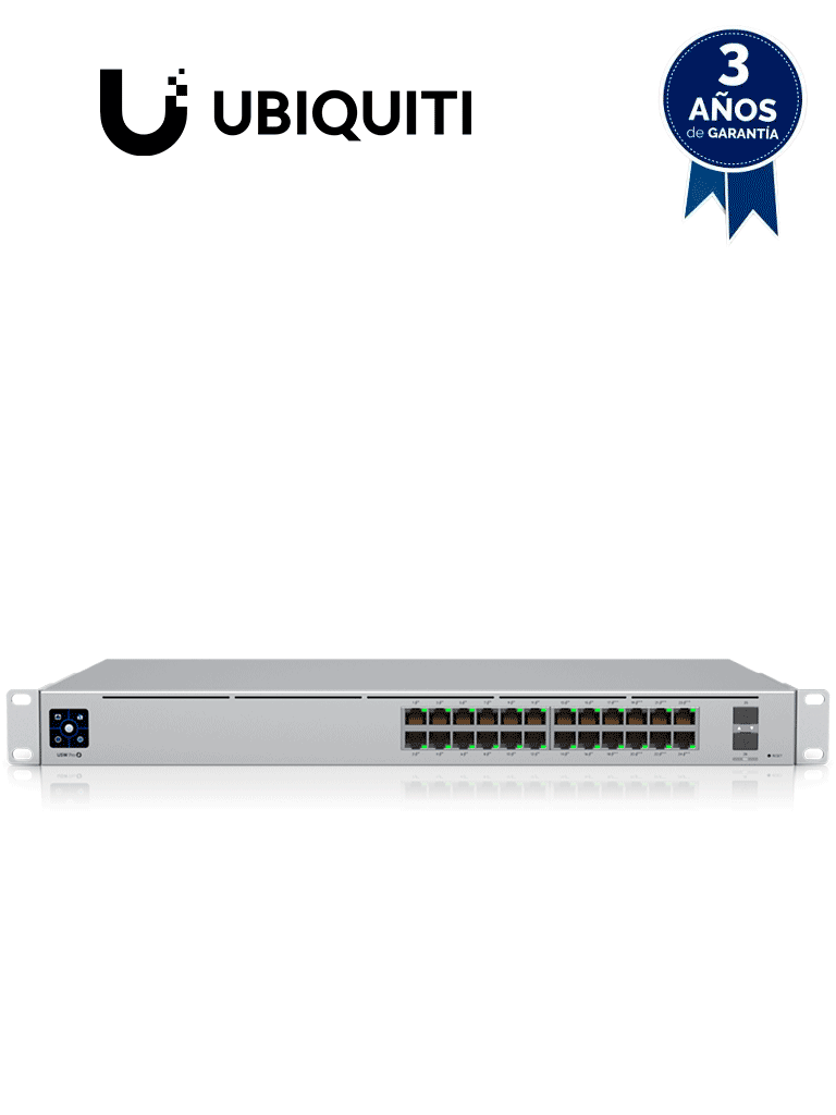 UBIQUITI USW-PRO-24-POE - UniFi Switch Gigabit PoE PRO con 24 puertos PoE Gigabit Ethernet, 2 puertos SFP+, 400W de potencia PoE, pantalla informativa, compatible con PoE at y PoE bt. #switch
