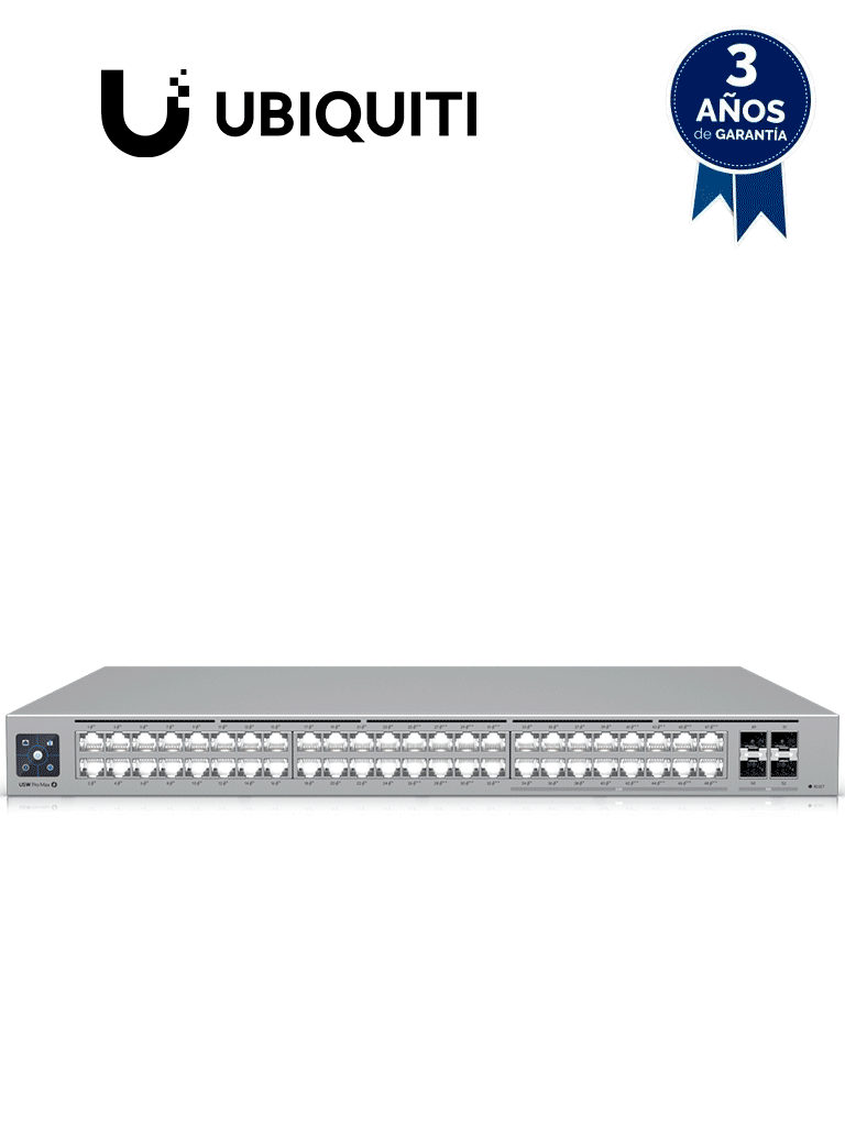 UBIQUITI USW-PRO-MAX-48-POE - Switch UniFi con funciones capa 3, 48 puertos (16 puertos 2.5 GbE y 32 puertos 1 GbE), 2 puertos SFP+ 10G, POE++ 720W, pantalla informativa preventa